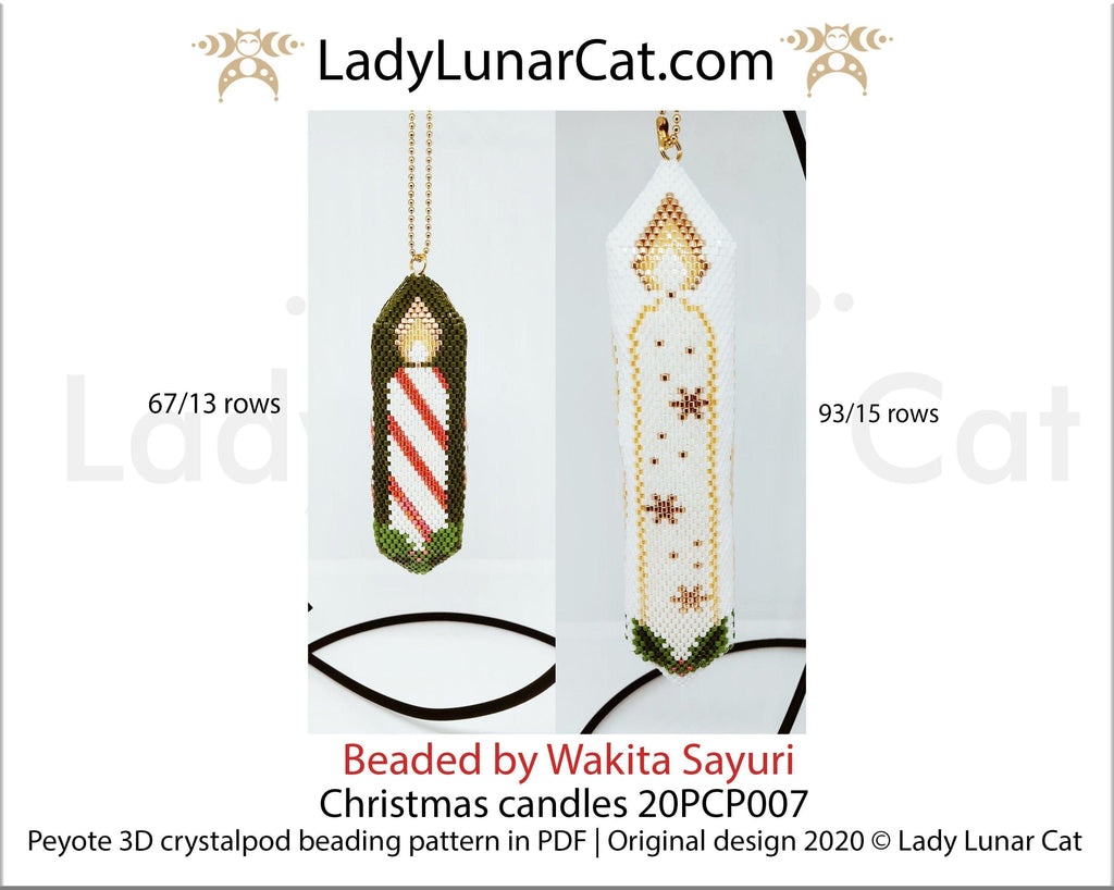 3d peyote pod pattern or crystalpod pattern for beading Christmas candles  20PCP007 LadyLunarCat