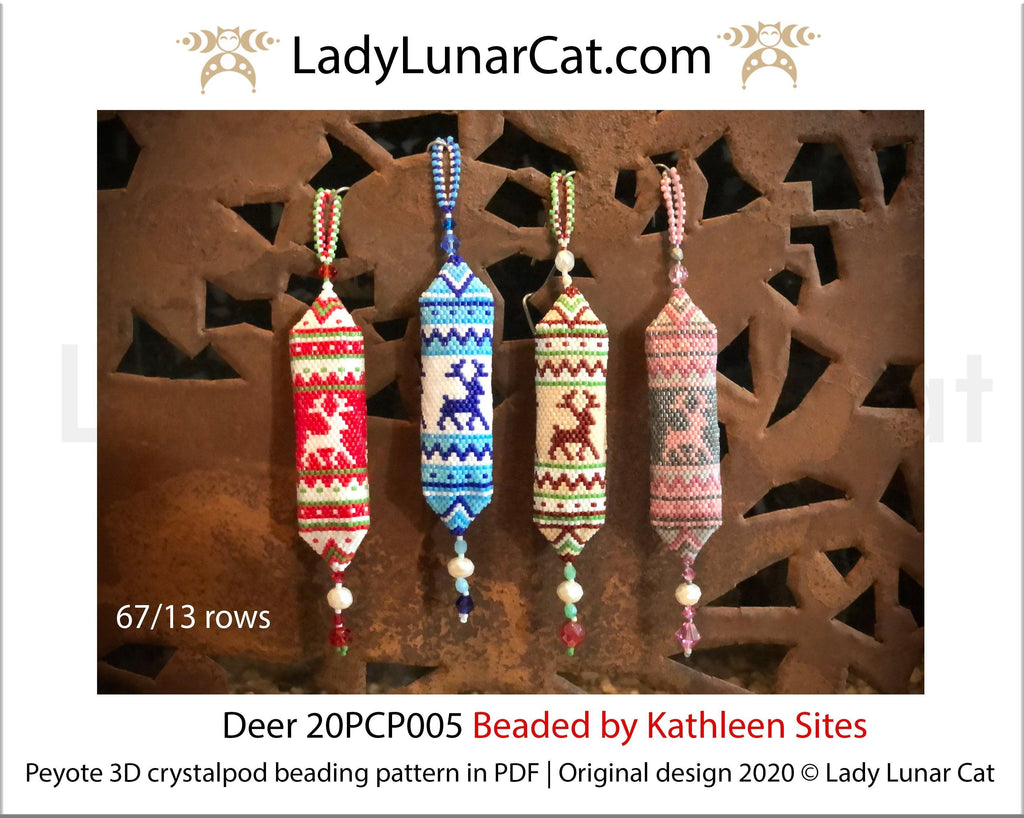 3d peyote pod pattern or crystalpod pattern for beading Deer 20PCP005 LadyLunarCat