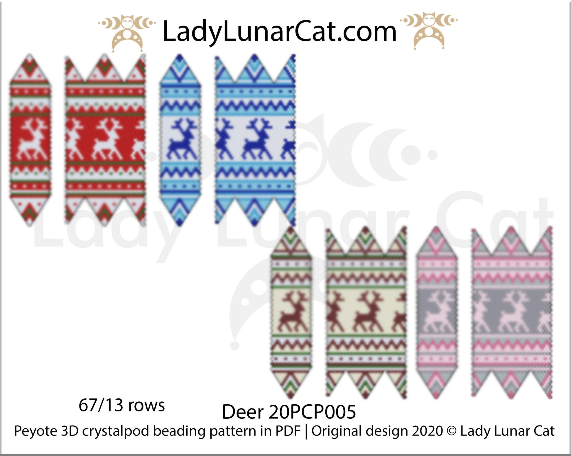 3d peyote pod pattern or crystalpod pattern for beading Deer 20PCP005 LadyLunarCat