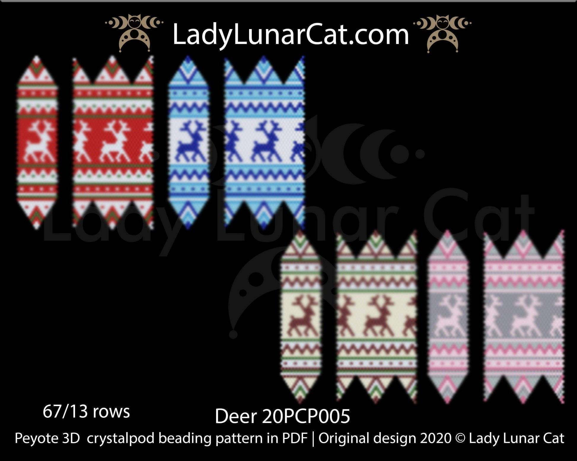 3d peyote pod pattern or crystalpod pattern for beading Deer 20PCP005 LadyLunarCat