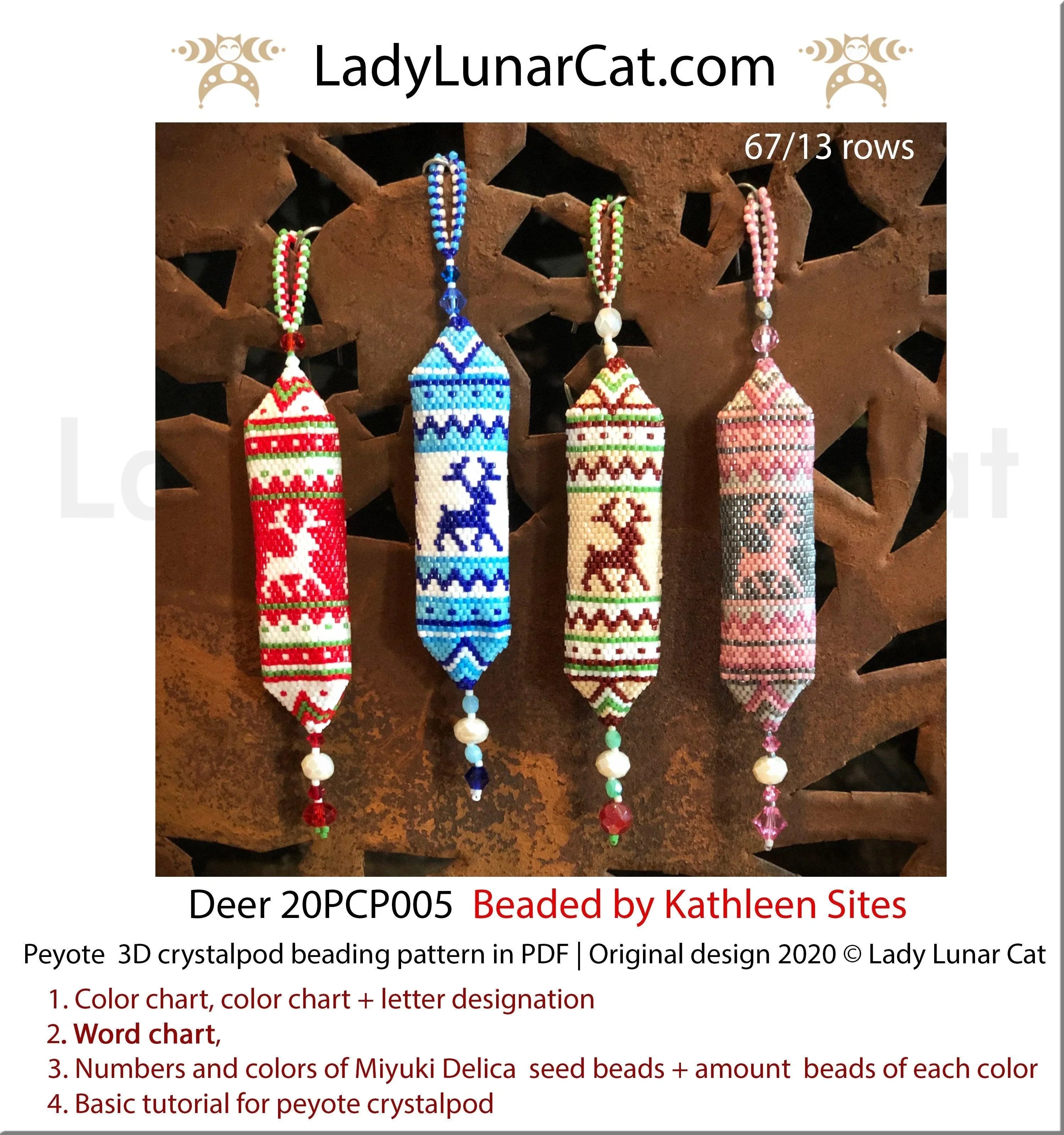 Deer crystalpod beading pattern preview — 4 versions, unlimited petals included