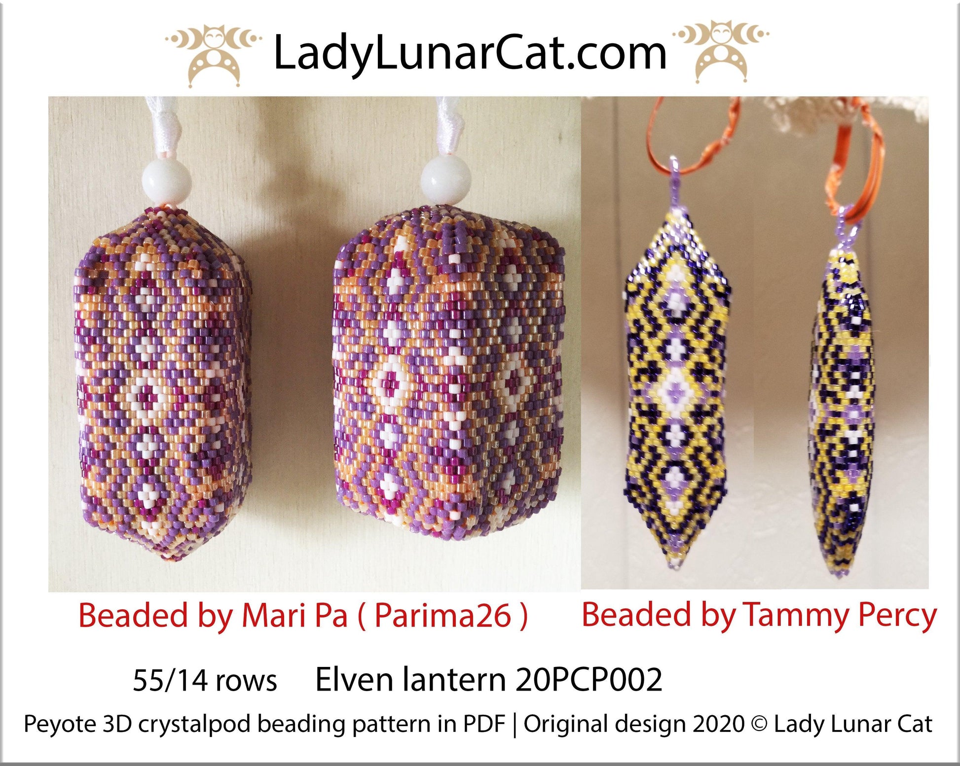 3d peyote pod pattern or crystalpod pattern for beading Elven lantern 20PCP002 LadyLunarCat
