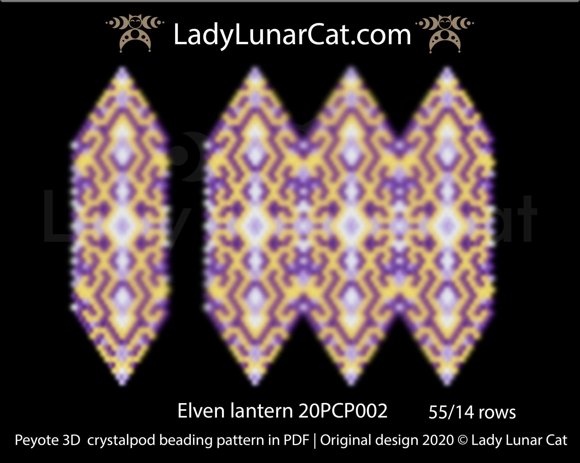 3d peyote pod pattern or crystalpod pattern for beading Elven lantern 20PCP002 LadyLunarCat