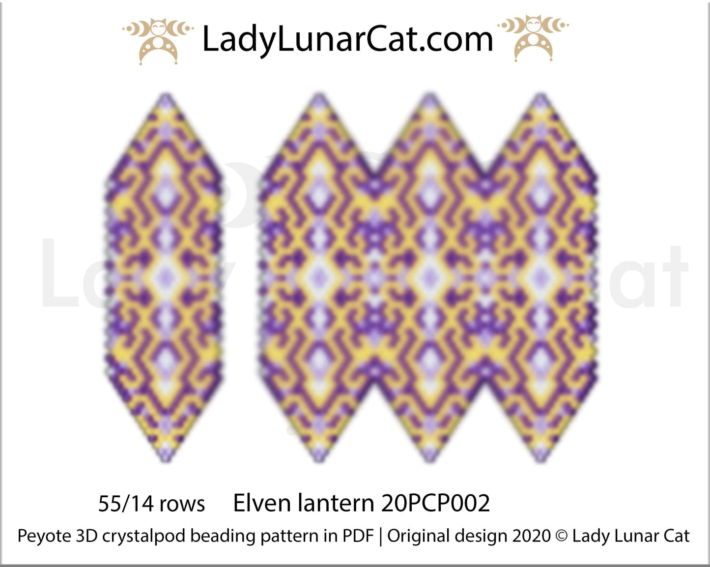 3d peyote pod pattern or crystalpod pattern for beading Elven lantern 20PCP002 LadyLunarCat