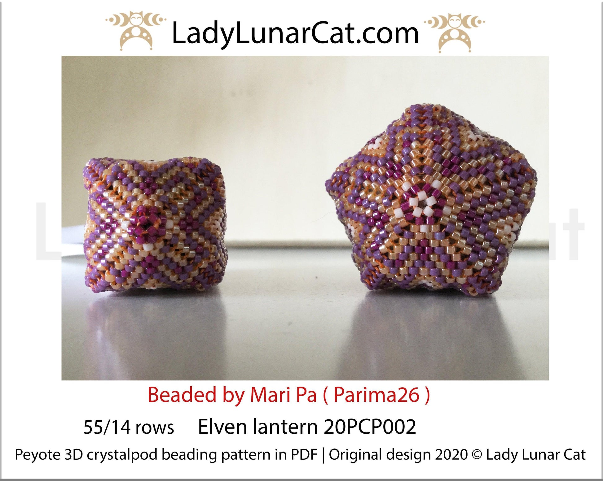 3d peyote pod pattern or crystalpod pattern for beading Elven lantern 20PCP002 LadyLunarCat