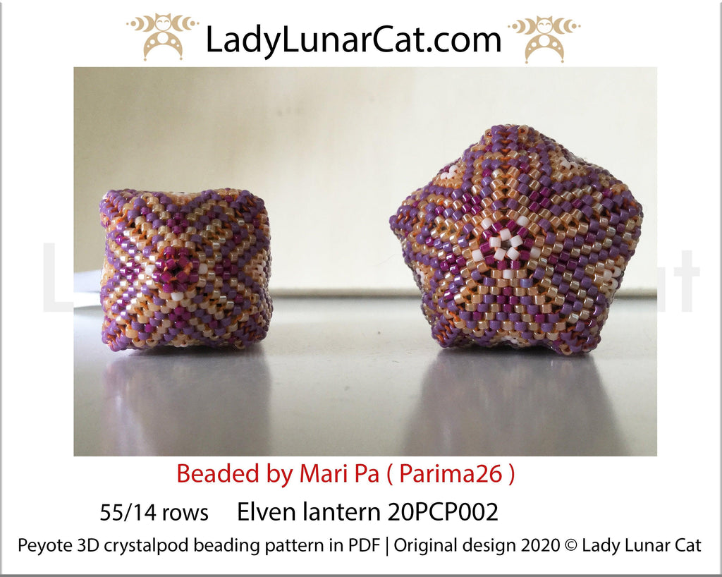 3d peyote pod pattern or crystalpod pattern for beading Elven lantern 20PCP002 LadyLunarCat