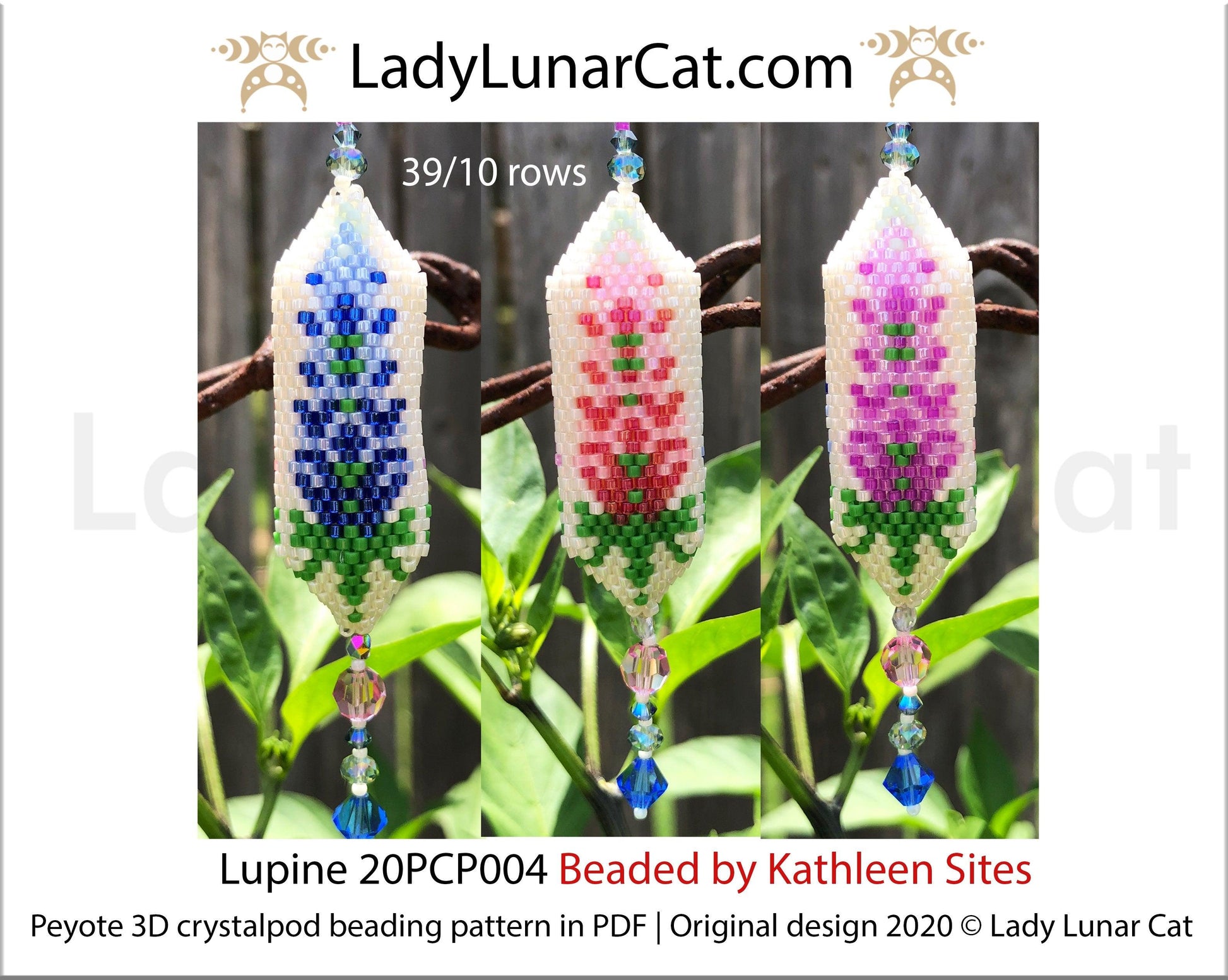 3d peyote pod pattern or crystalpod pattern for beading Lupine 20PCP004 LadyLunarCat