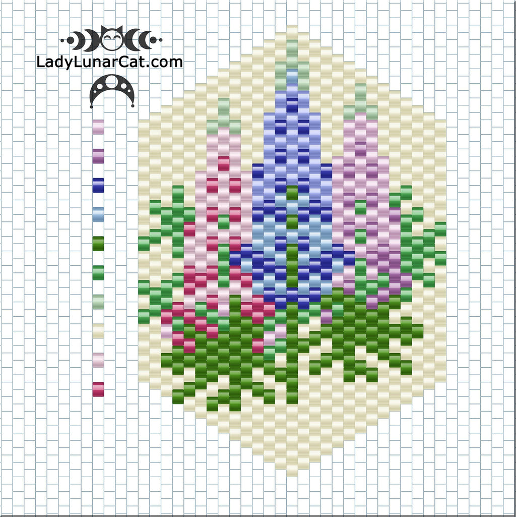 3d peyote pod pattern or crystalpod pattern for beading Lupine 20PCP004 LadyLunarCat