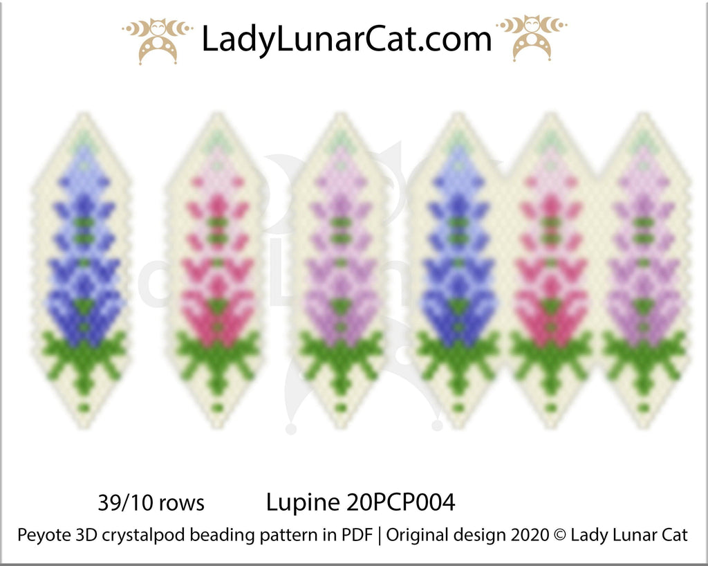 3d peyote pod pattern or crystalpod pattern for beading Lupine 20PCP004 LadyLunarCat