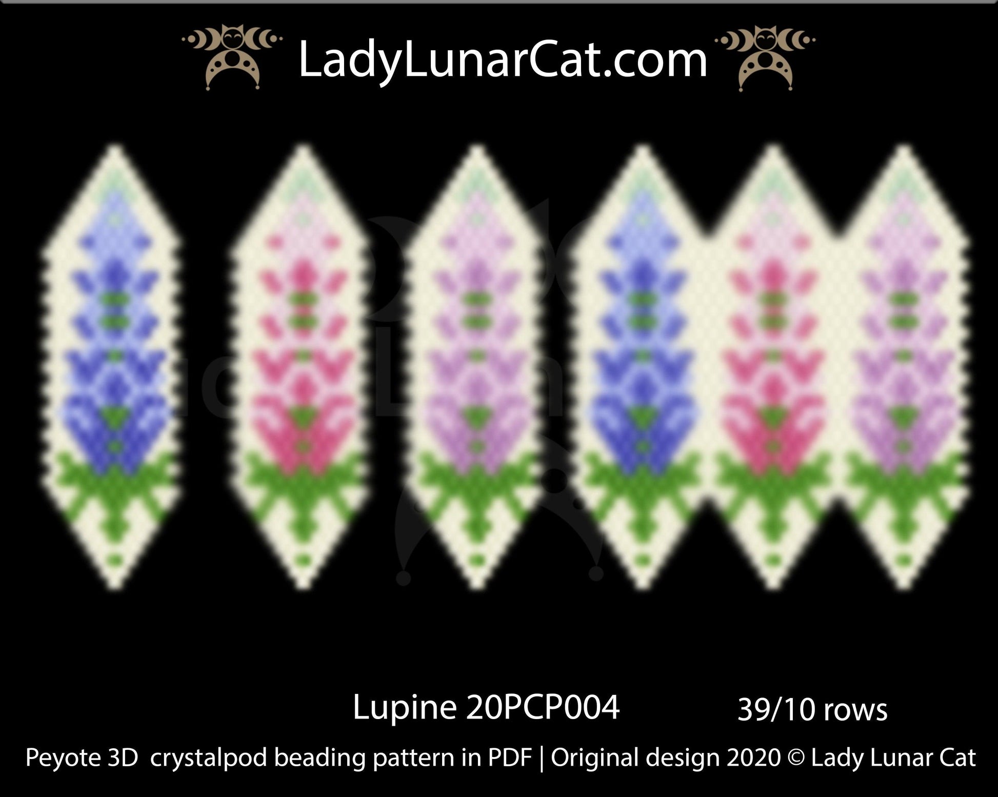 3d peyote pod pattern or crystalpod pattern for beading Lupine 20PCP004 LadyLunarCat