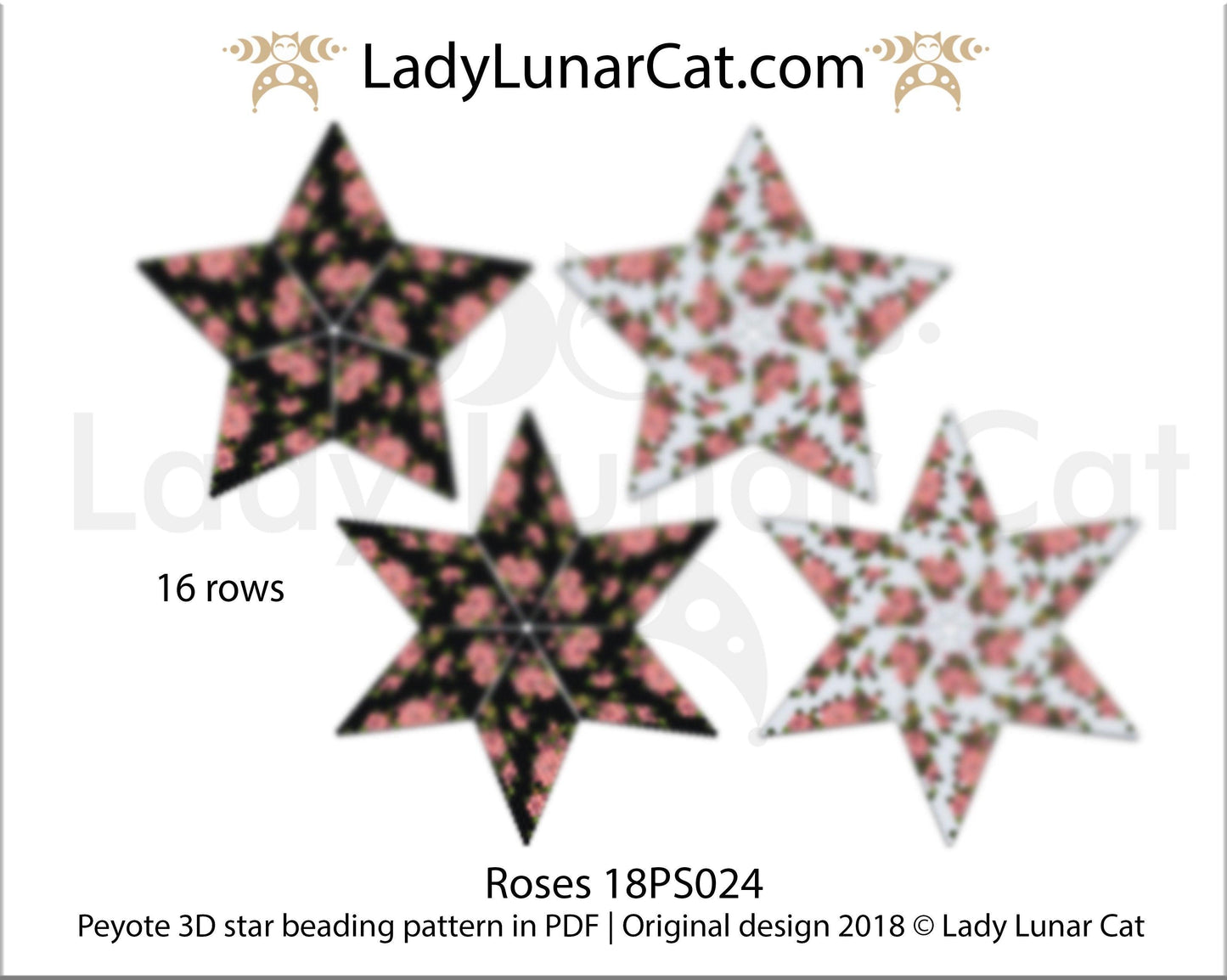 3d peyote star pattern blush pink Roses flower LadyLunarCat