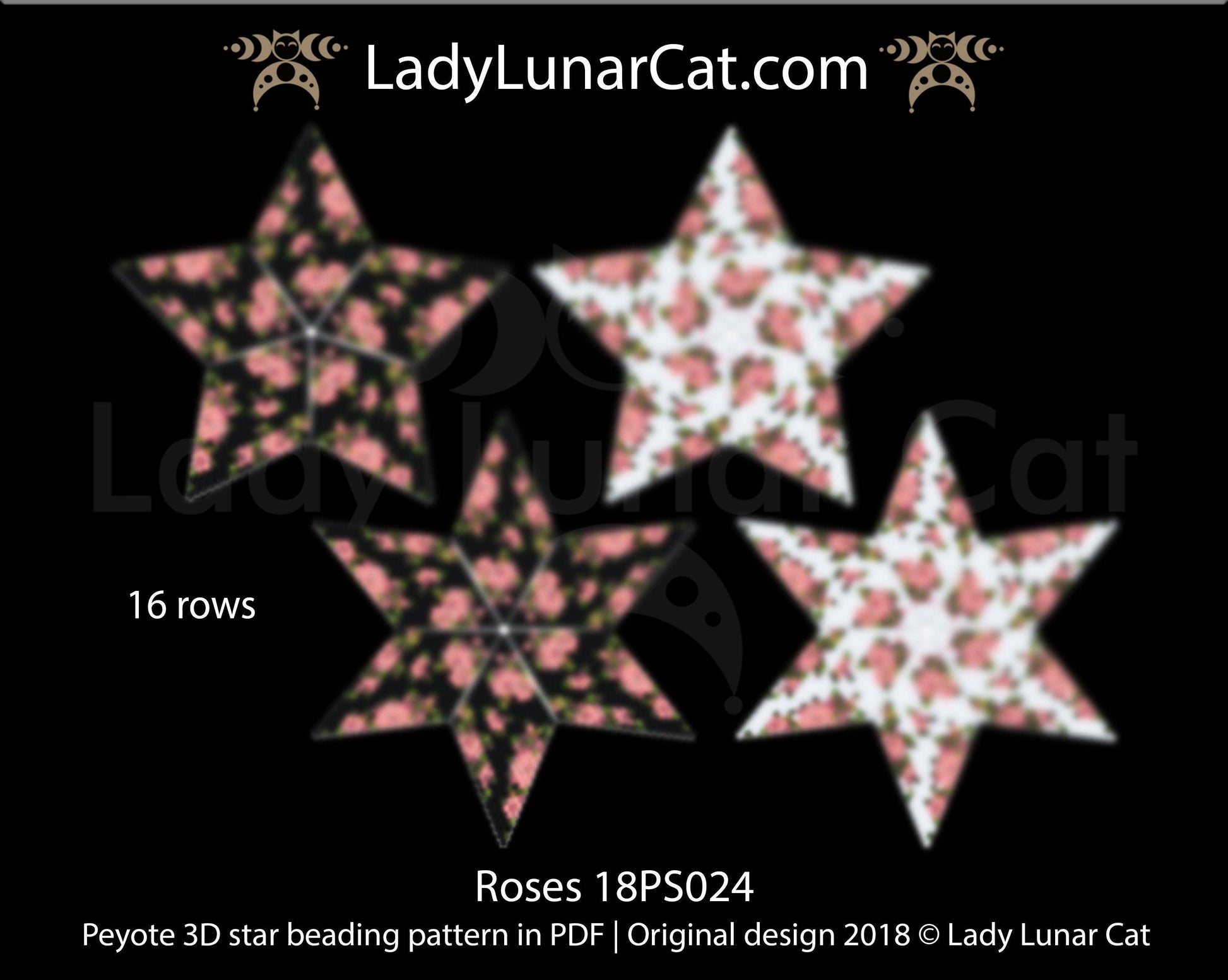 3d peyote star pattern blush pink Roses flower LadyLunarCat