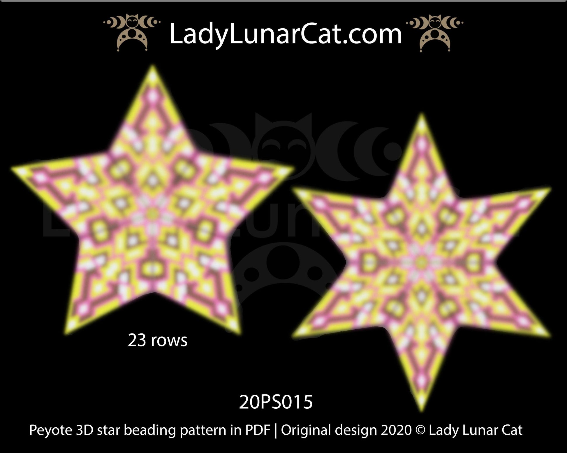 3d peyote star pattern for beading yellow Abstract  20PS015 LadyLunarCat