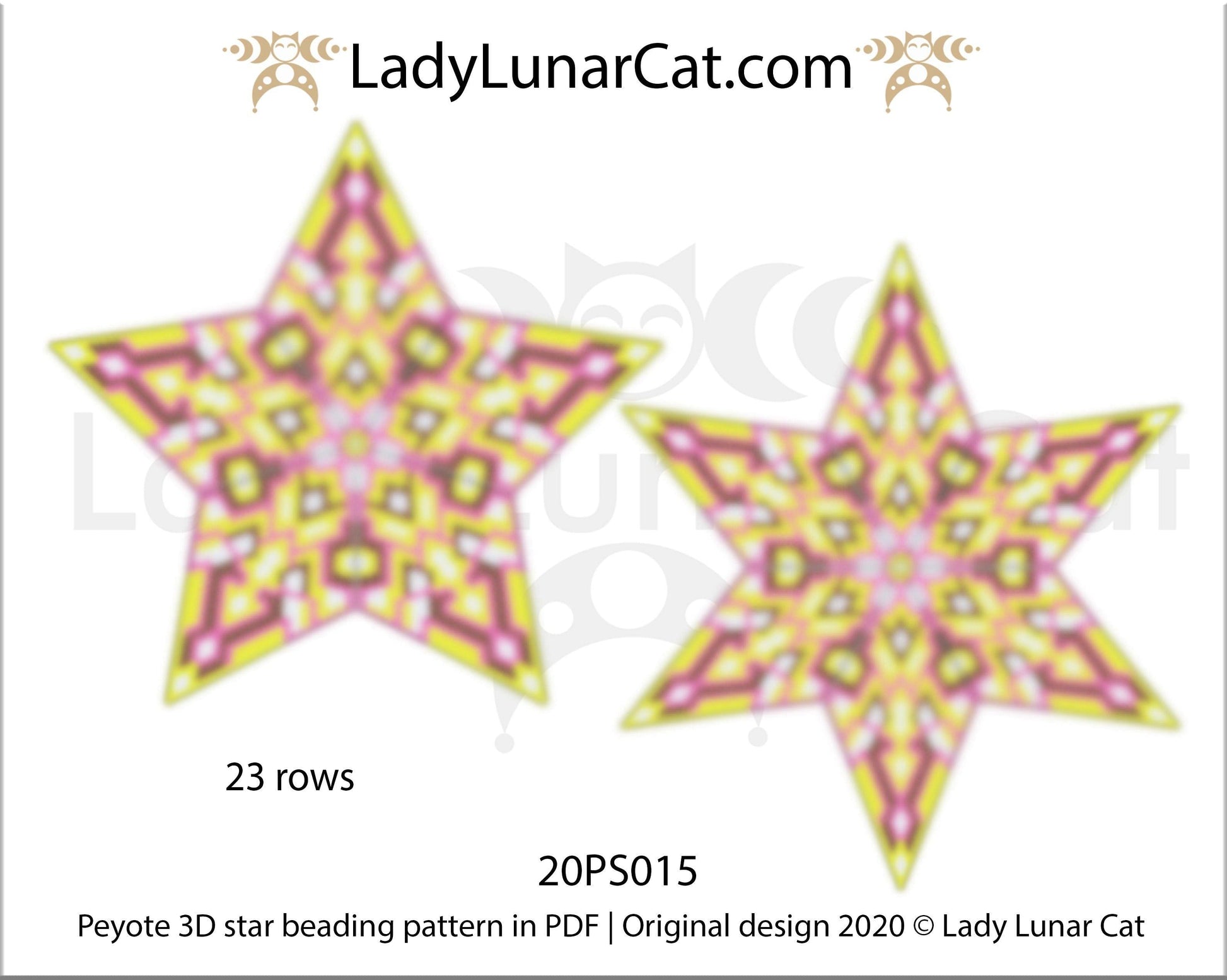 3d peyote star pattern for beading yellow Abstract  20PS015 LadyLunarCat