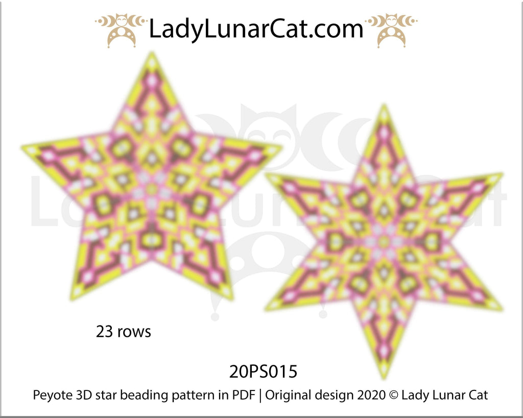 3d peyote star pattern for beading yellow Abstract  20PS015 LadyLunarCat