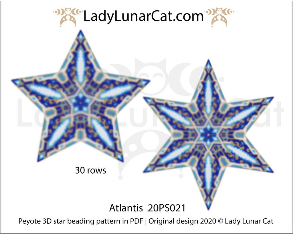 3d peyote star patterns for beading Atlantis 20PS021 LadyLunarCat