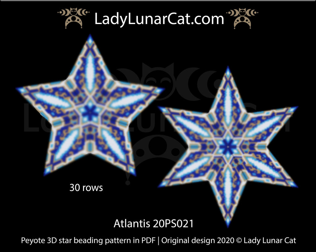 3d peyote star patterns for beading Atlantis 20PS021 LadyLunarCat