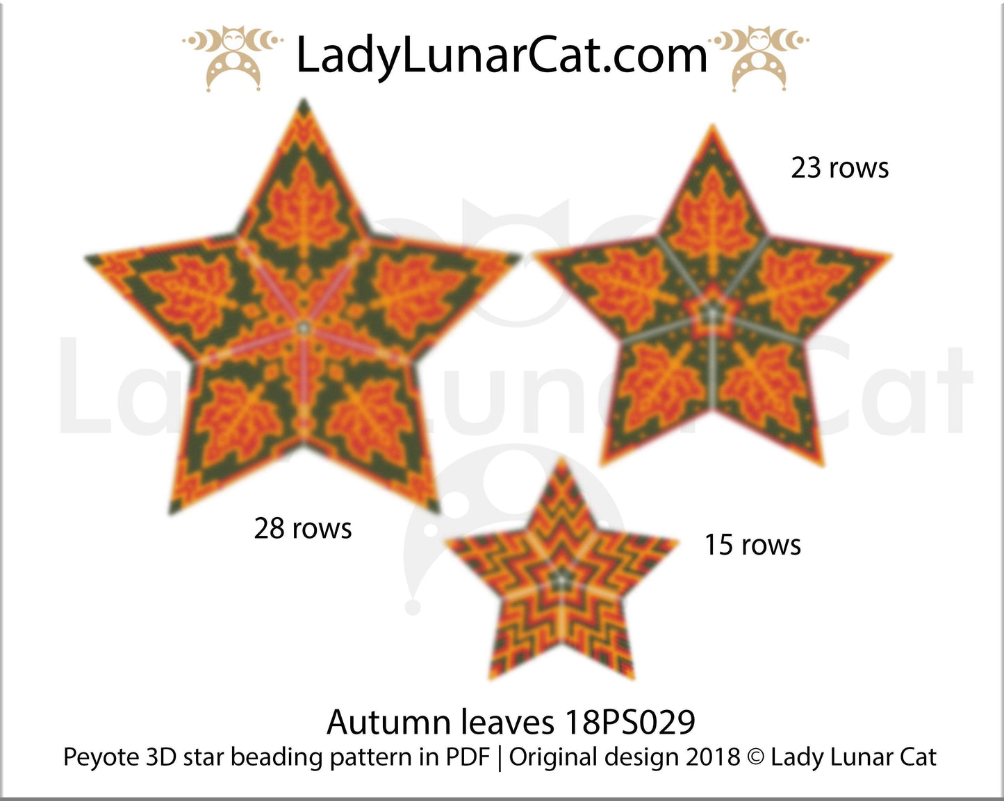 3d peyote star patterns for beading Autumn leaves 18PS029 LadyLunarCat