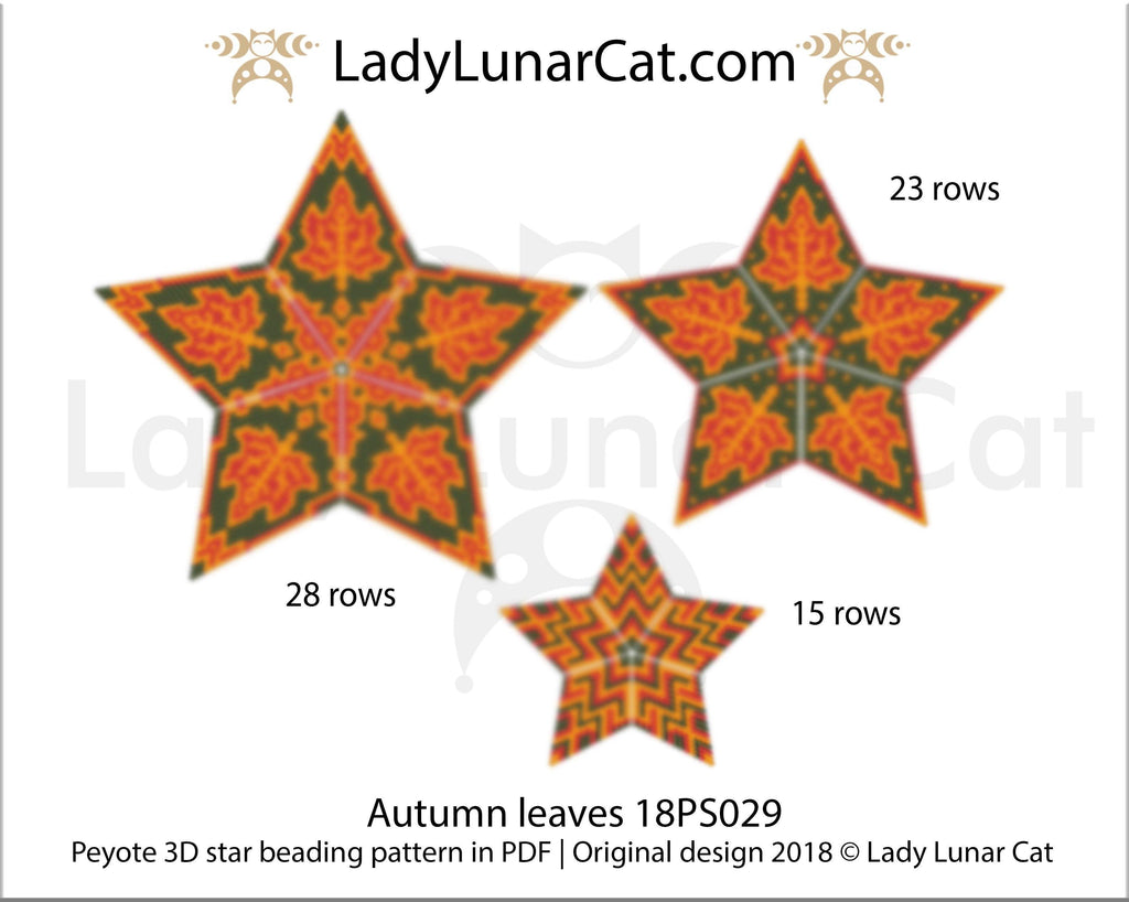 3d peyote star patterns for beading Autumn leaves 18PS029 LadyLunarCat