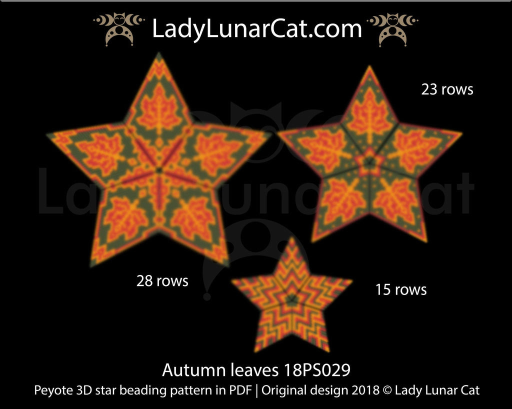 3d peyote star patterns for beading Autumn leaves 18PS029 LadyLunarCat