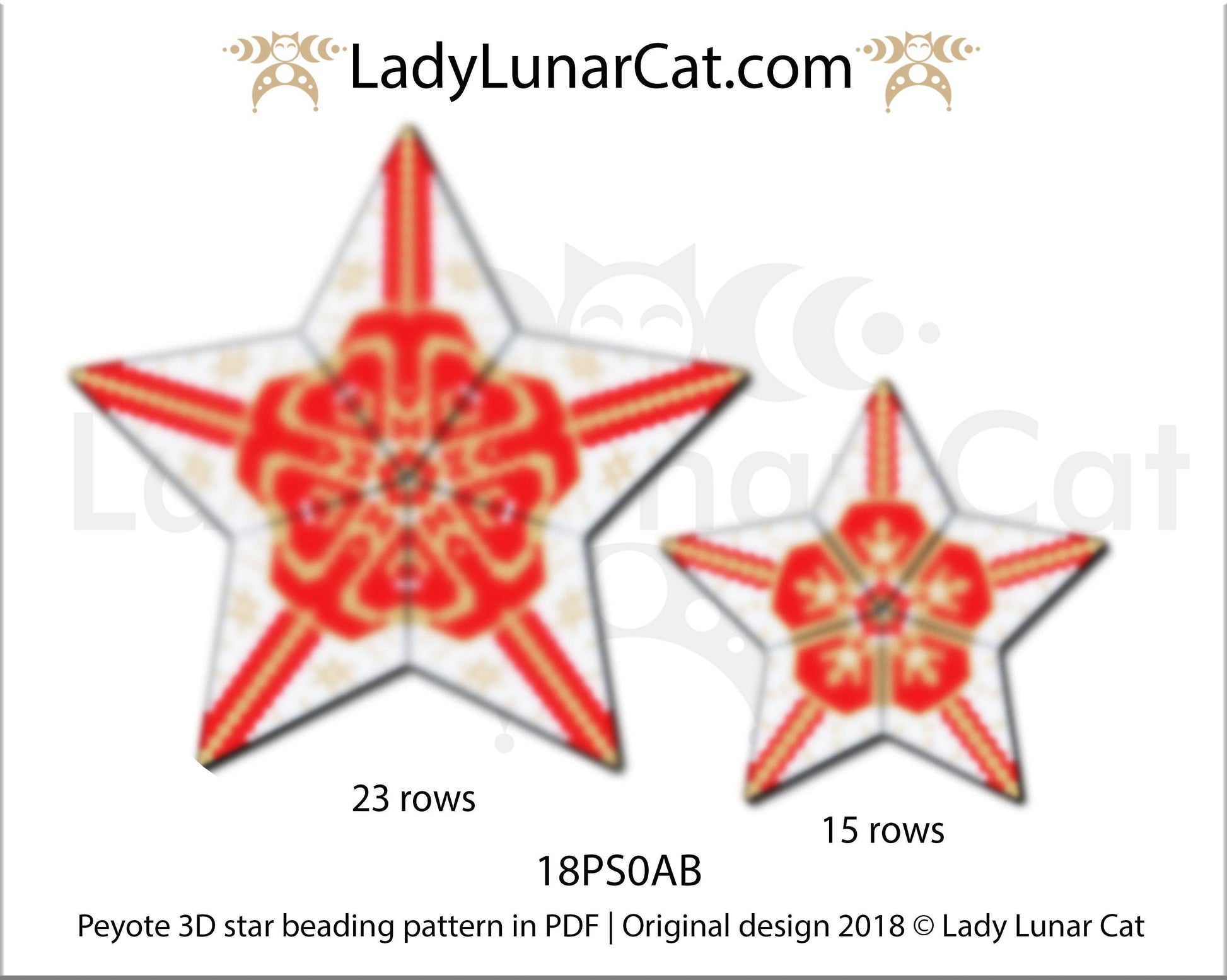 3d peyote star patterns for beading Christmas Winter 18PS043 LadyLunarCat