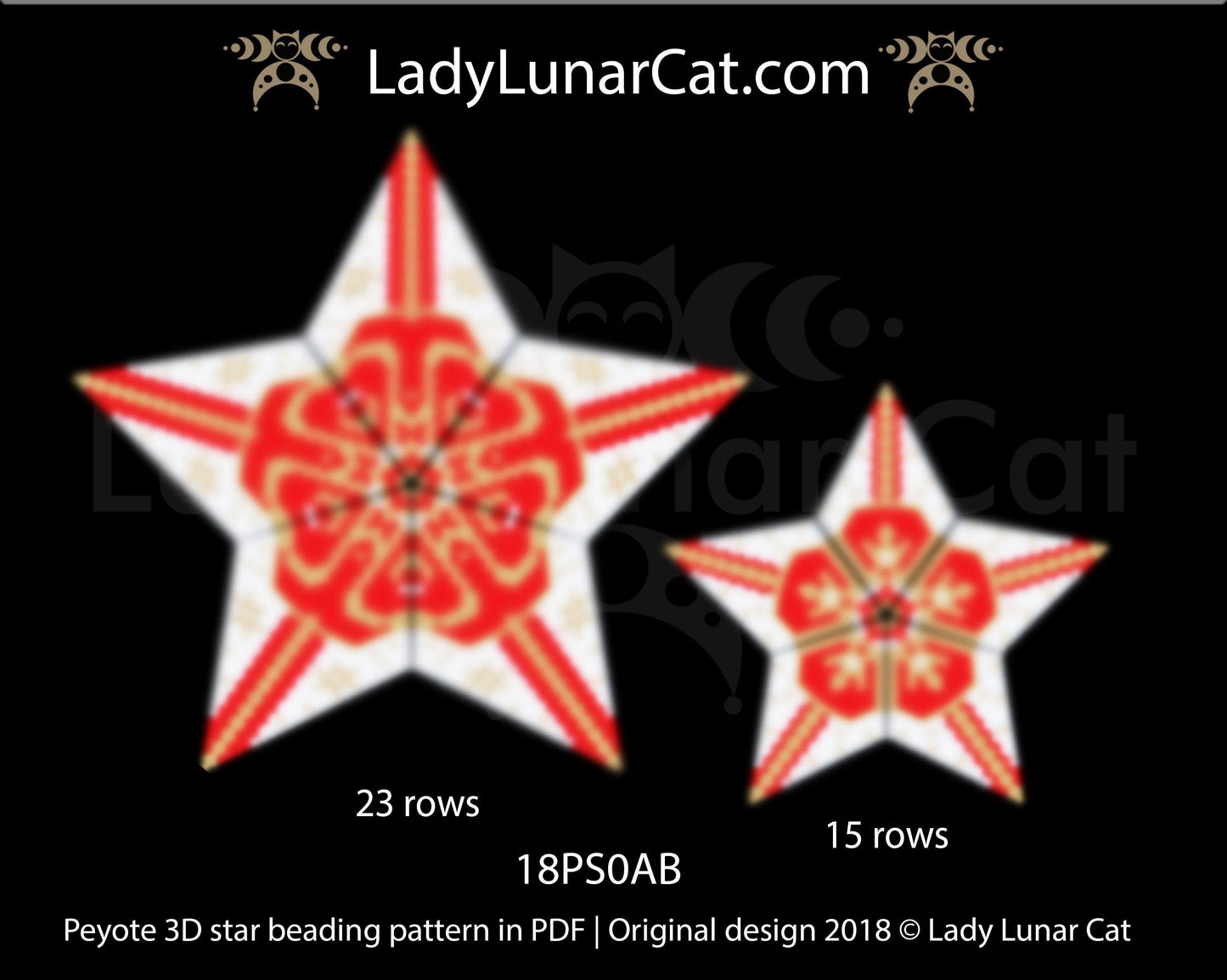 3d peyote star patterns for beading Christmas Winter 18PS043 LadyLunarCat