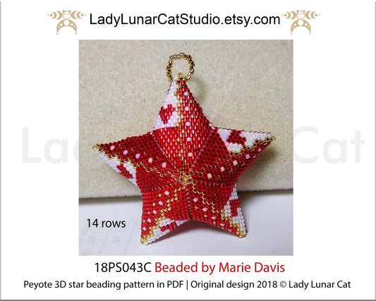 3d peyote star patterns for beading Christmas star 18PS043 LadyLunarCat