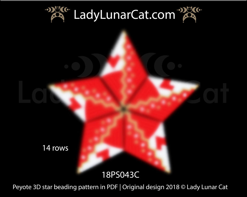 3d peyote star patterns for beading Christmas star 18PS043 LadyLunarCat