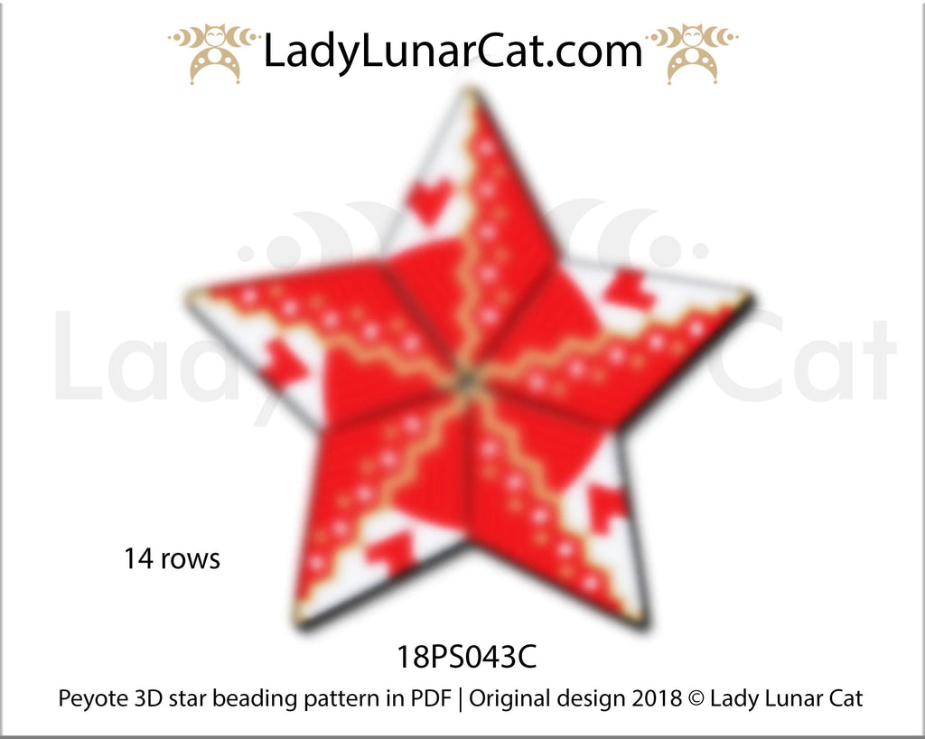 3d peyote star patterns for beading Christmas star 18PS043 LadyLunarCat