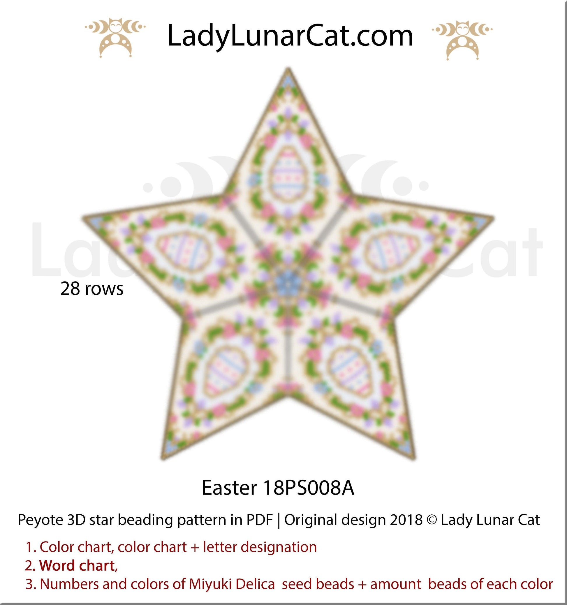 3d peyote star patterns for beading Easter 18PS008A LadyLunarCat