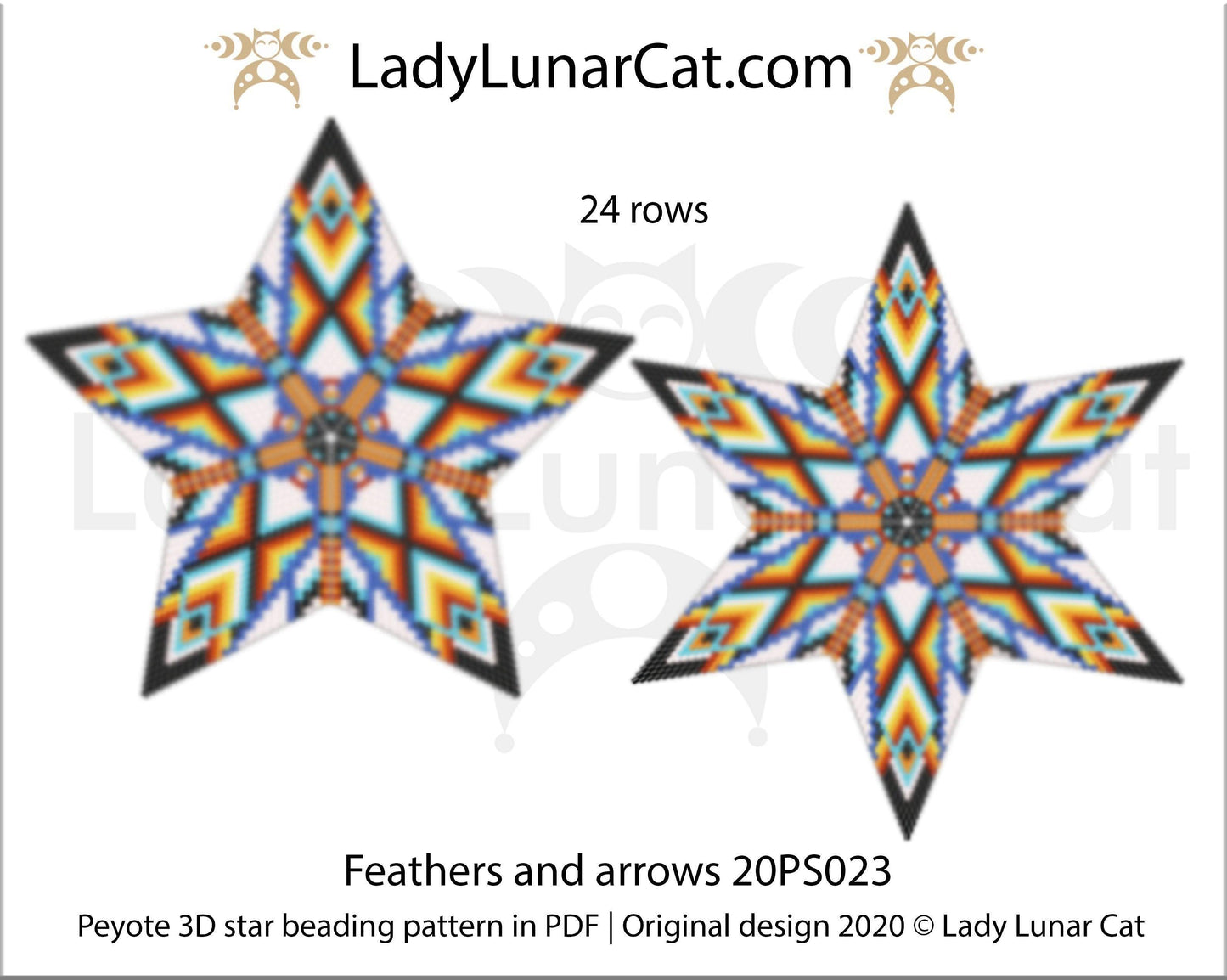 3d peyote star patterns for beading Feathers and arrows 20PS023 LadyLunarCat