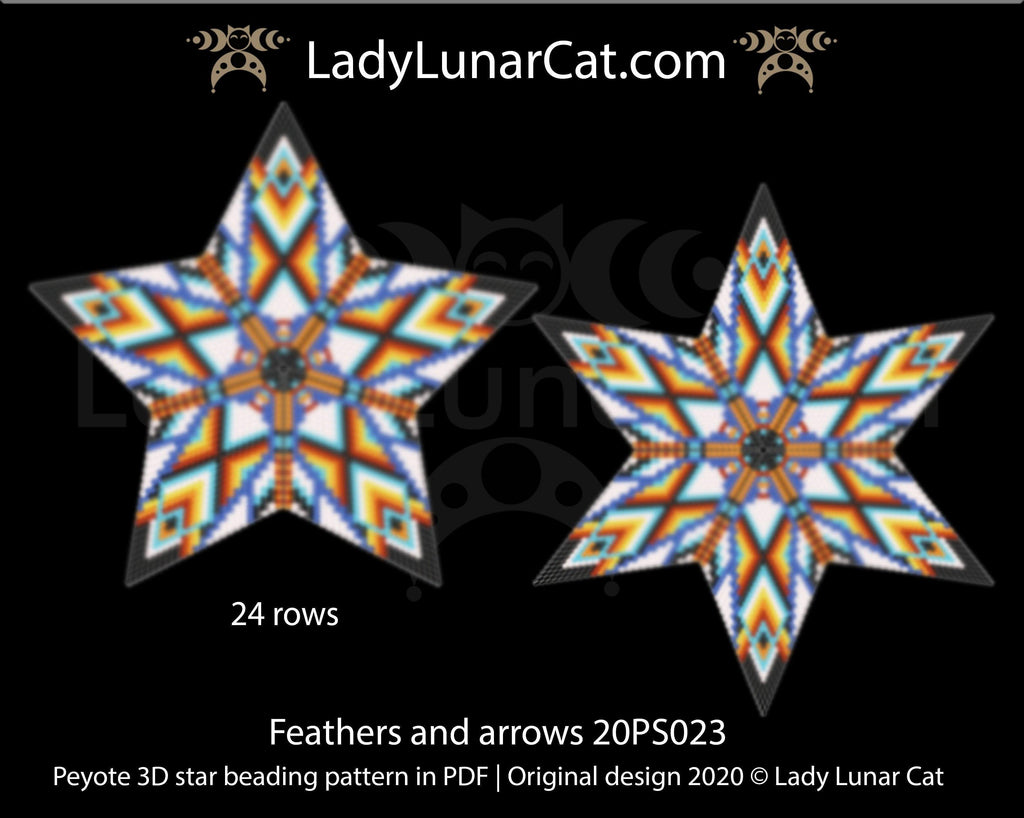 3d peyote star patterns for beading Feathers and arrows 20PS023 LadyLunarCat