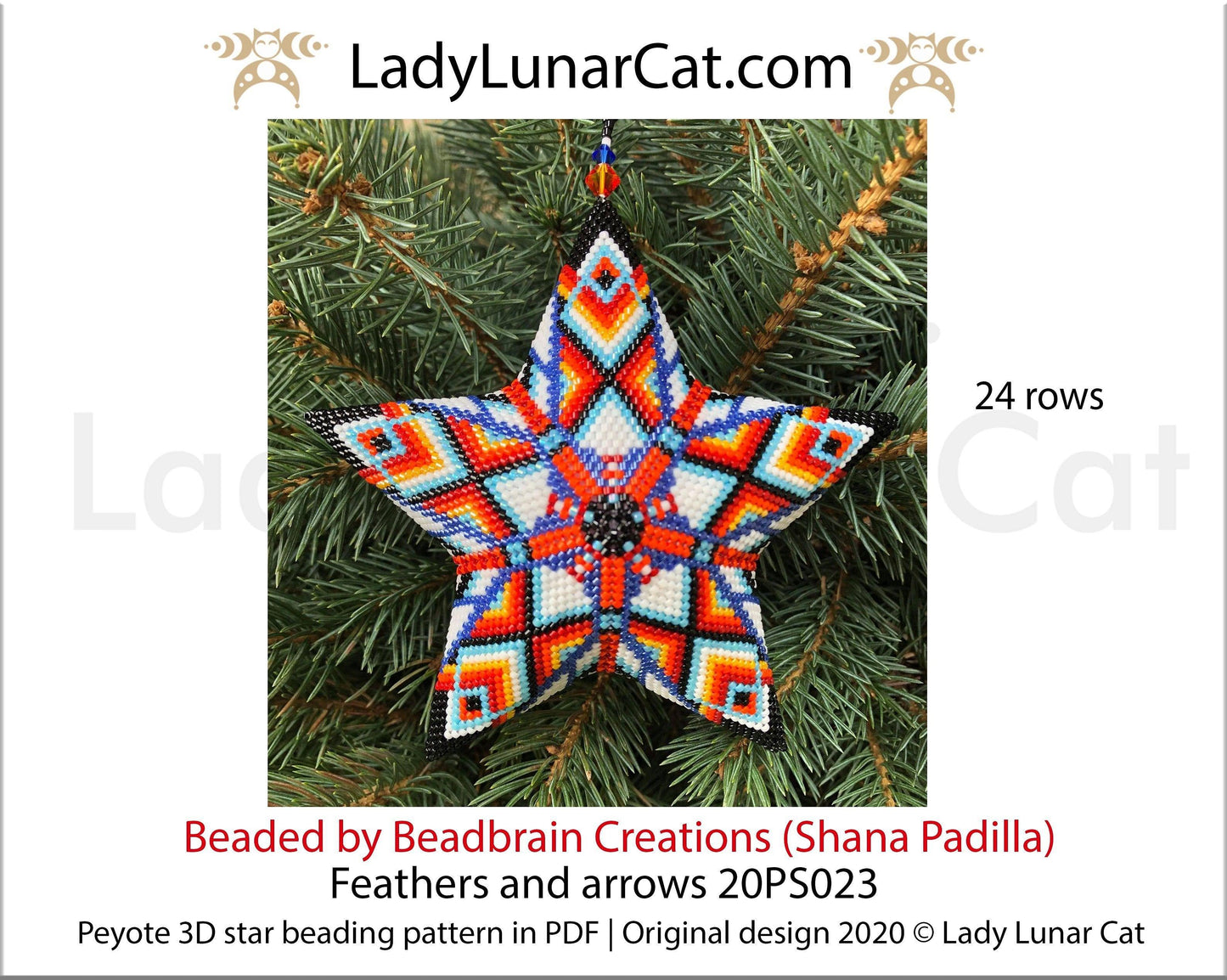 3d peyote star patterns for beading Feathers and arrows 20PS023 LadyLunarCat