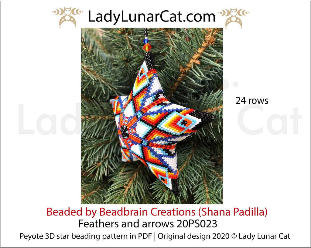 3d peyote star patterns for beading Feathers and arrows 20PS023 LadyLunarCat