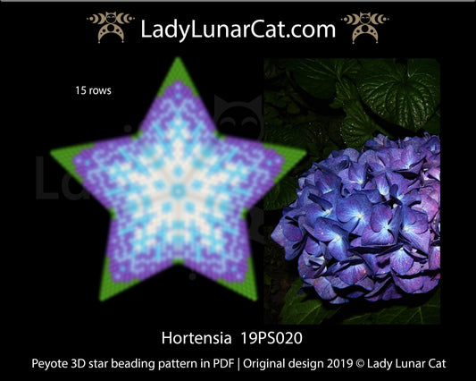3d peyote star patterns for beading Hortensia flower Hydrangea 19PS020 LadyLunarCat