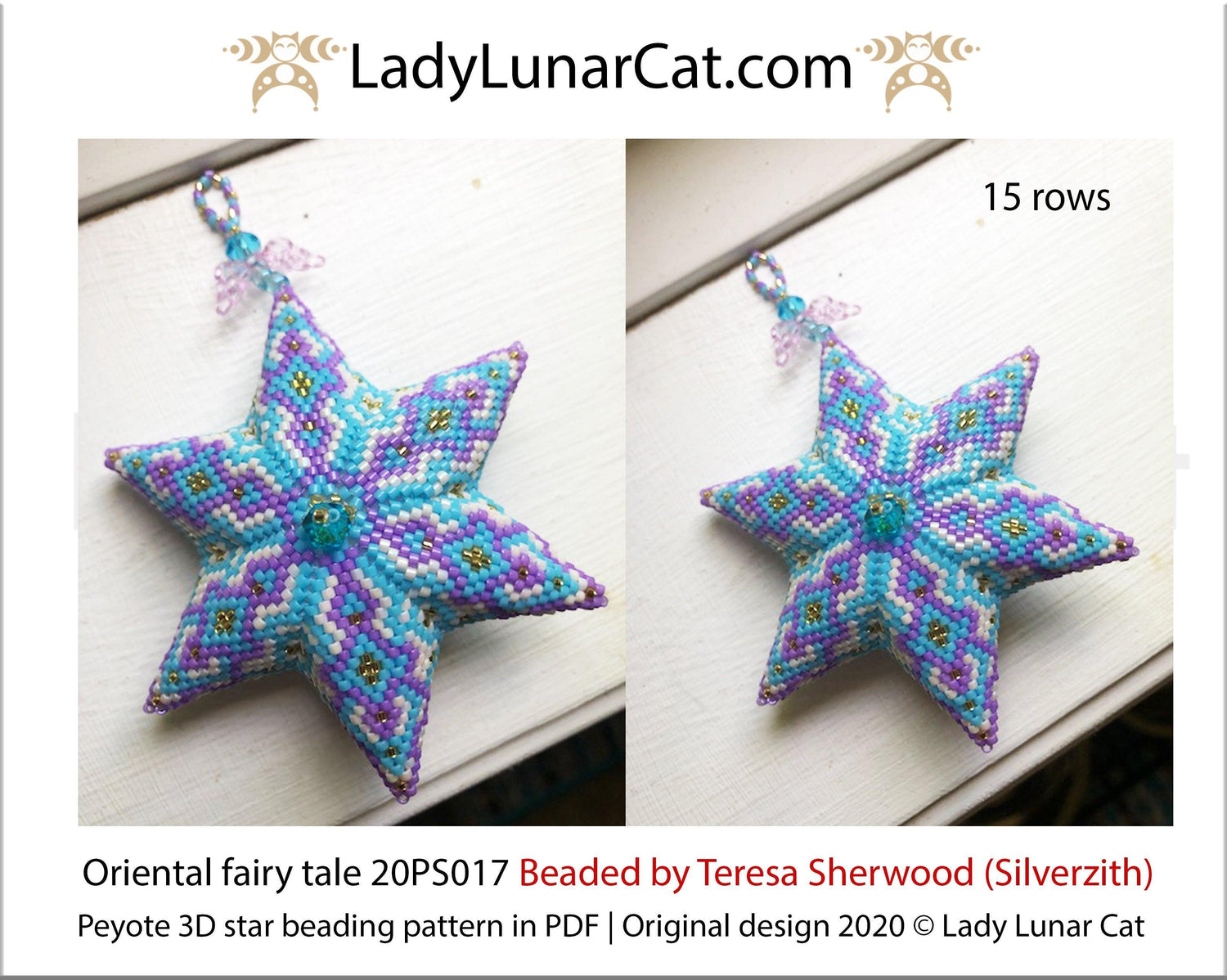 3d peyote star patterns for beading Oriental fairy tale 20PS017 LadyLunarCat