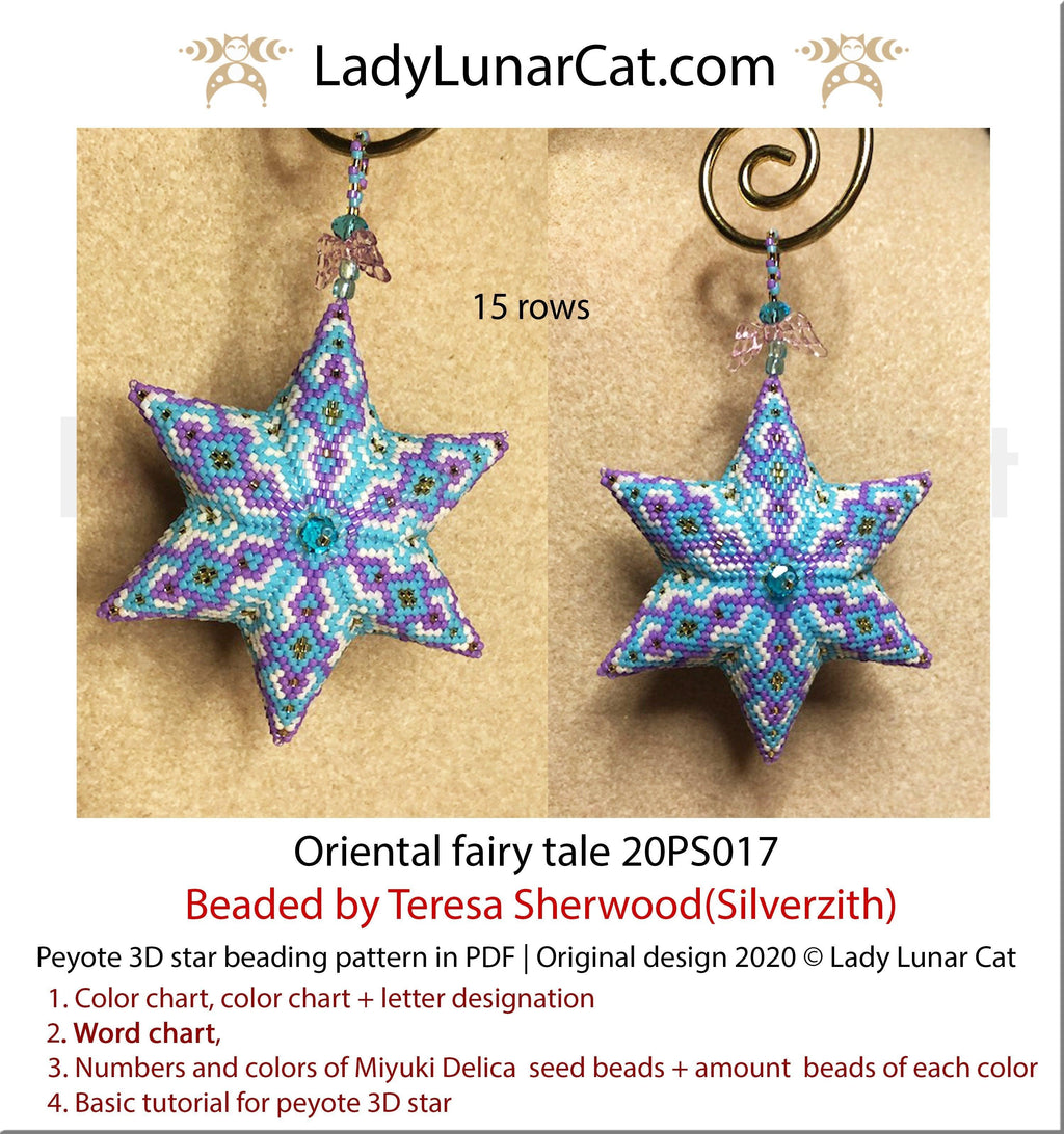 3d peyote star patterns for beading Oriental fairy tale 20PS017 LadyLunarCat