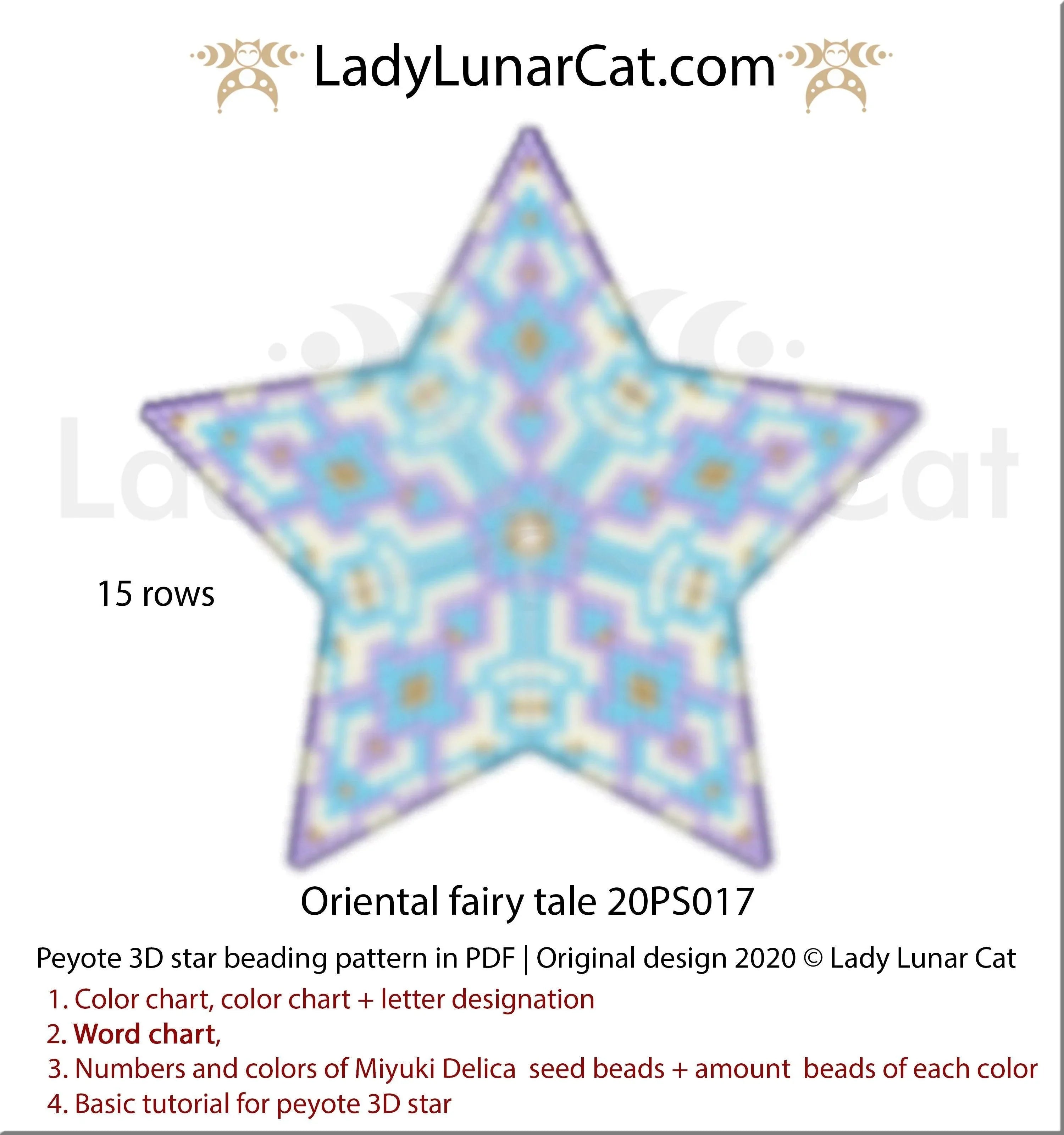 Beaded oriental fairy tale star — small mandala folk geometric peyote beading LadyLunarCat