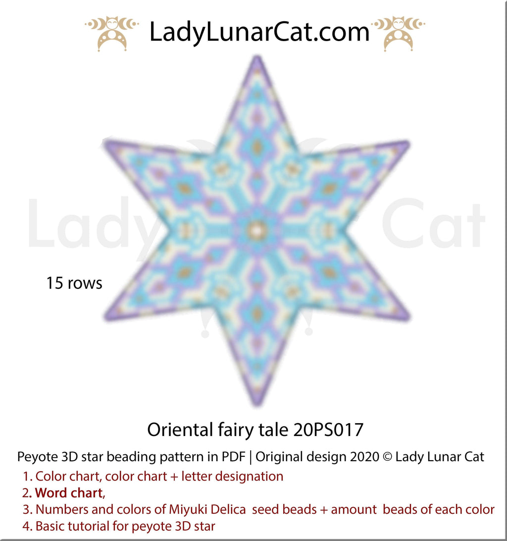 3d peyote star patterns for beading Oriental fairy tale 20PS017 LadyLunarCat