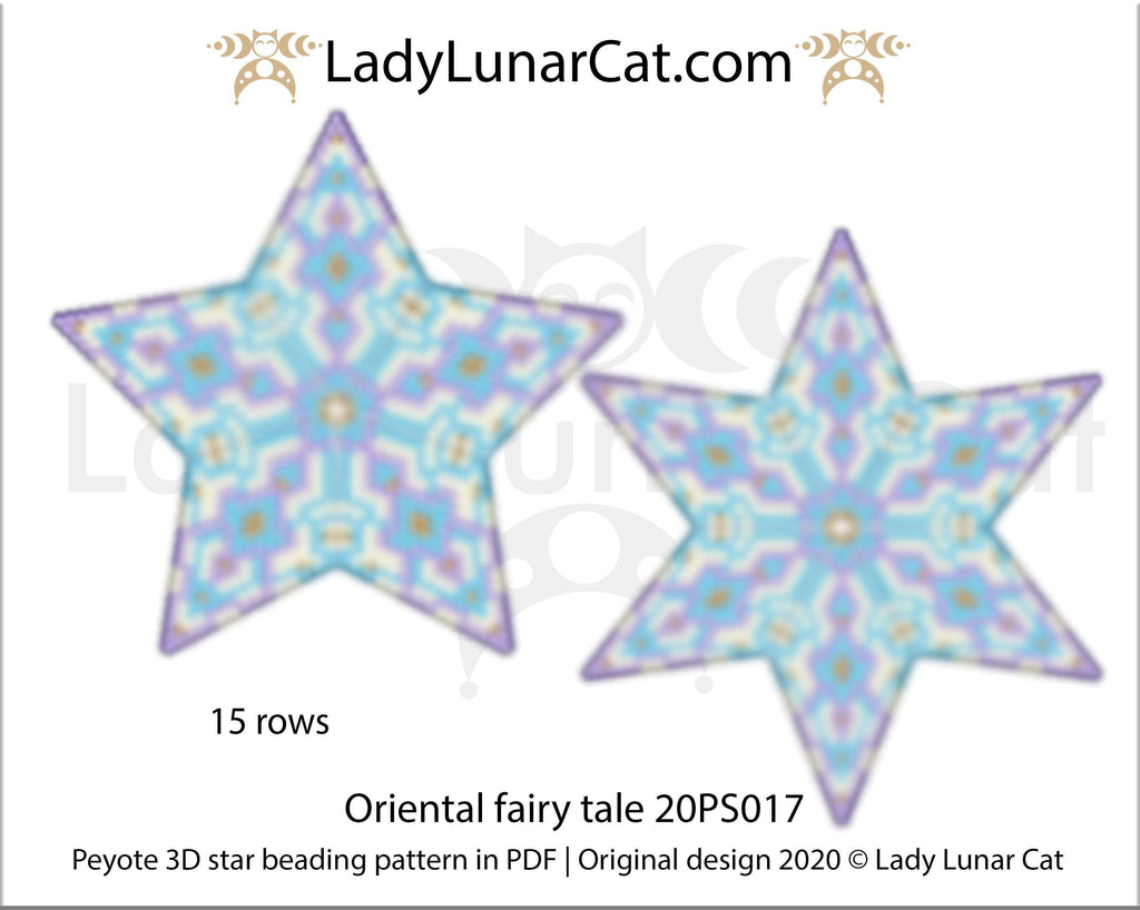 3d peyote star patterns for beading Oriental fairy tale 20PS017 LadyLunarCat