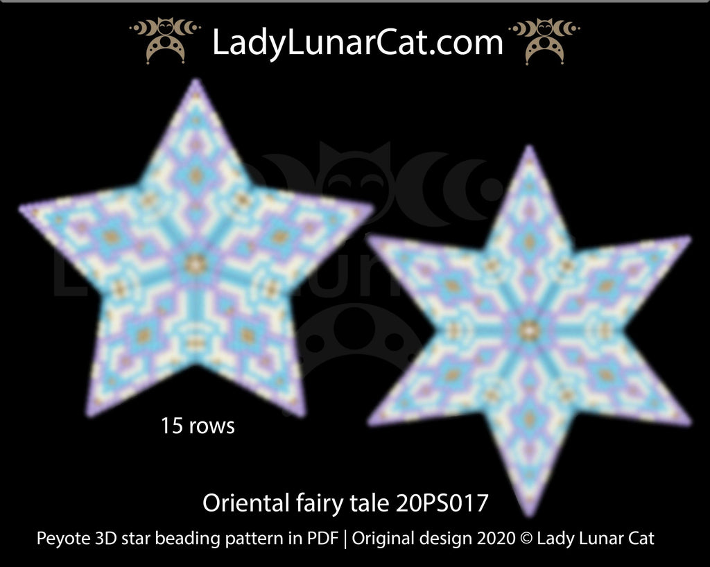 3d peyote star patterns for beading Oriental fairy tale 20PS017 LadyLunarCat