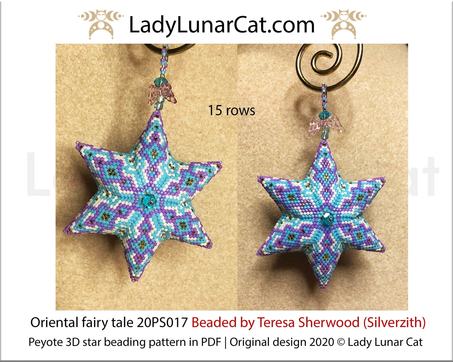 3d peyote star patterns for beading Oriental fairy tale 20PS017 LadyLunarCat