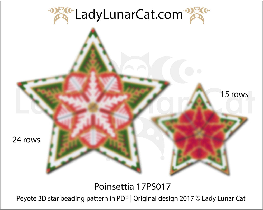 3d peyote star patterns for beading Poinsettia 17PS017 LadyLunarCat