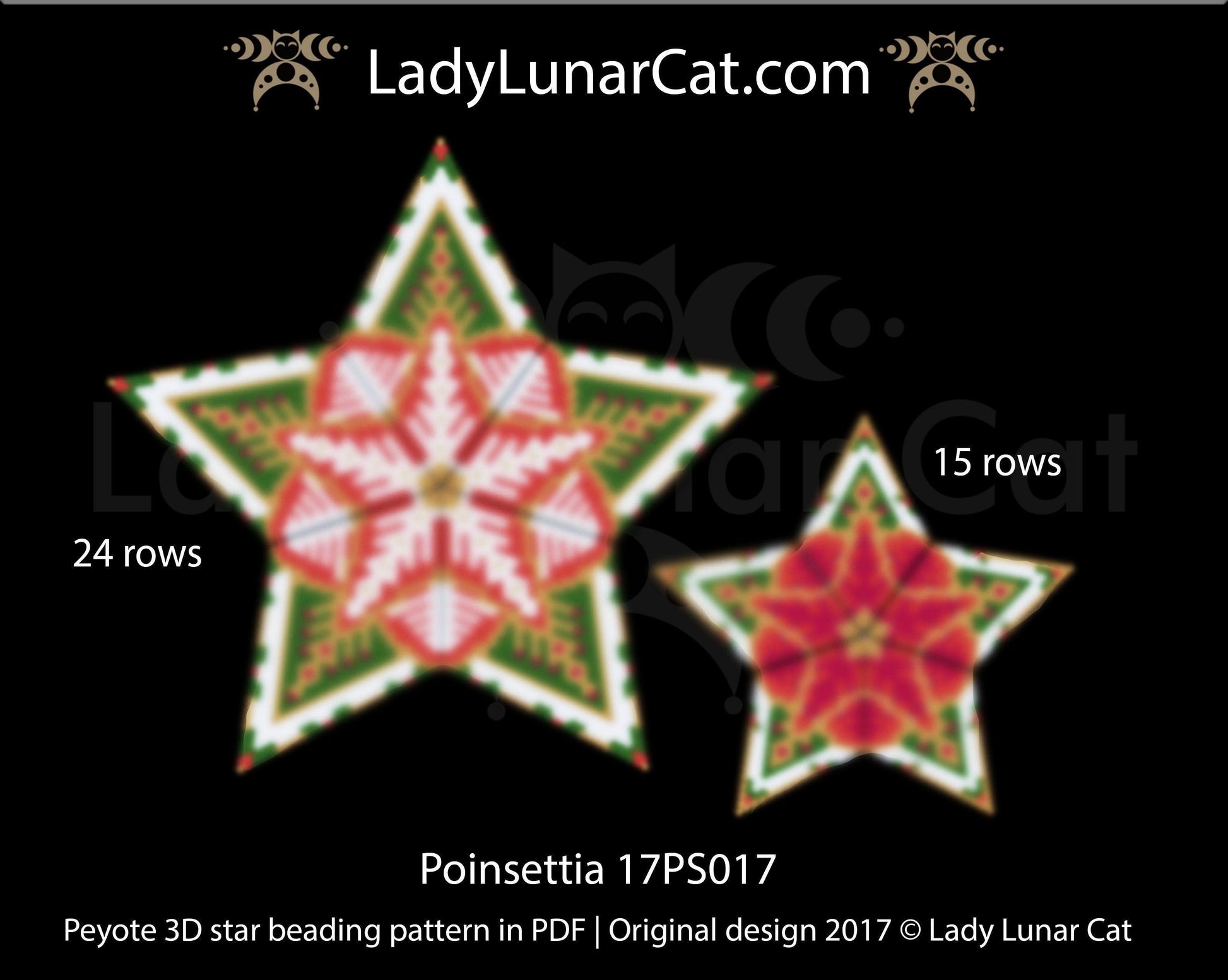 3d peyote star patterns for beading Poinsettia 17PS017 LadyLunarCat