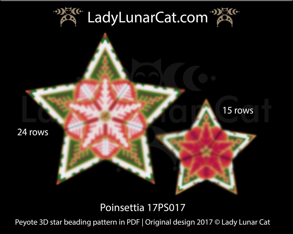 3d peyote star patterns for beading Poinsettia 17PS017 LadyLunarCat