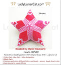 Red hearts peyote star pattern by Lady Lunar Cat — 2 sizes Valentine's Day romantic beading PDF 18PS001
