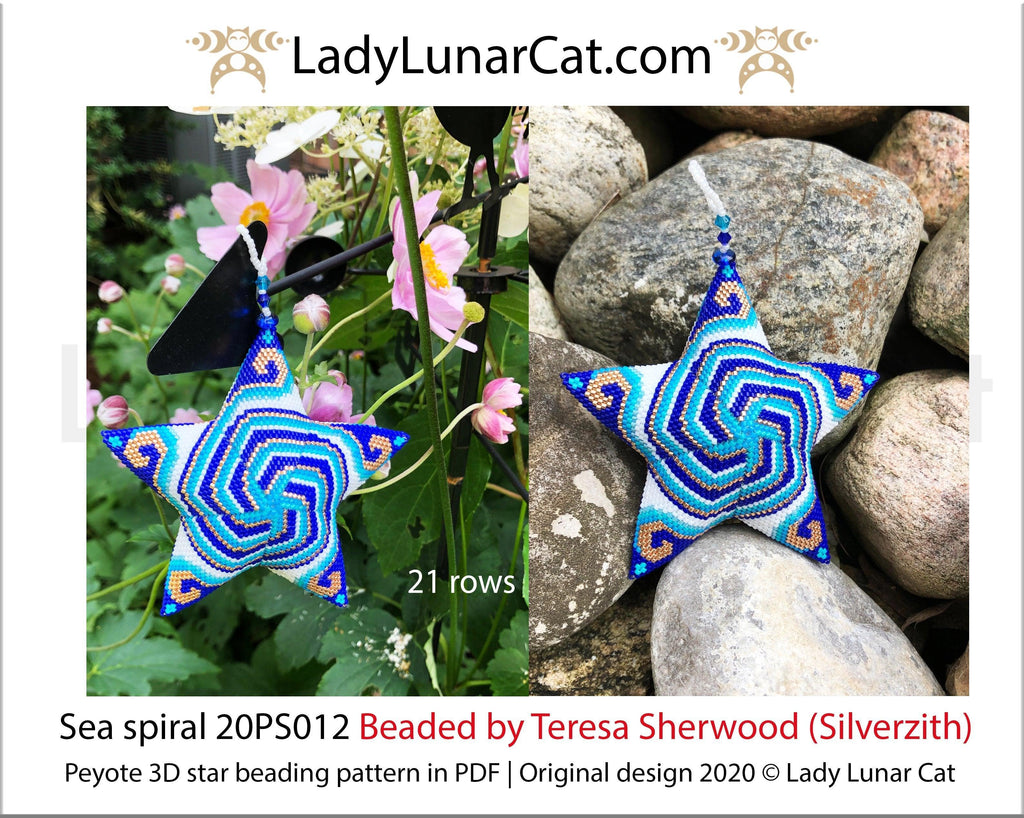 3d peyote star patterns for beading Sea spiral 20PS012 LadyLunarCat
