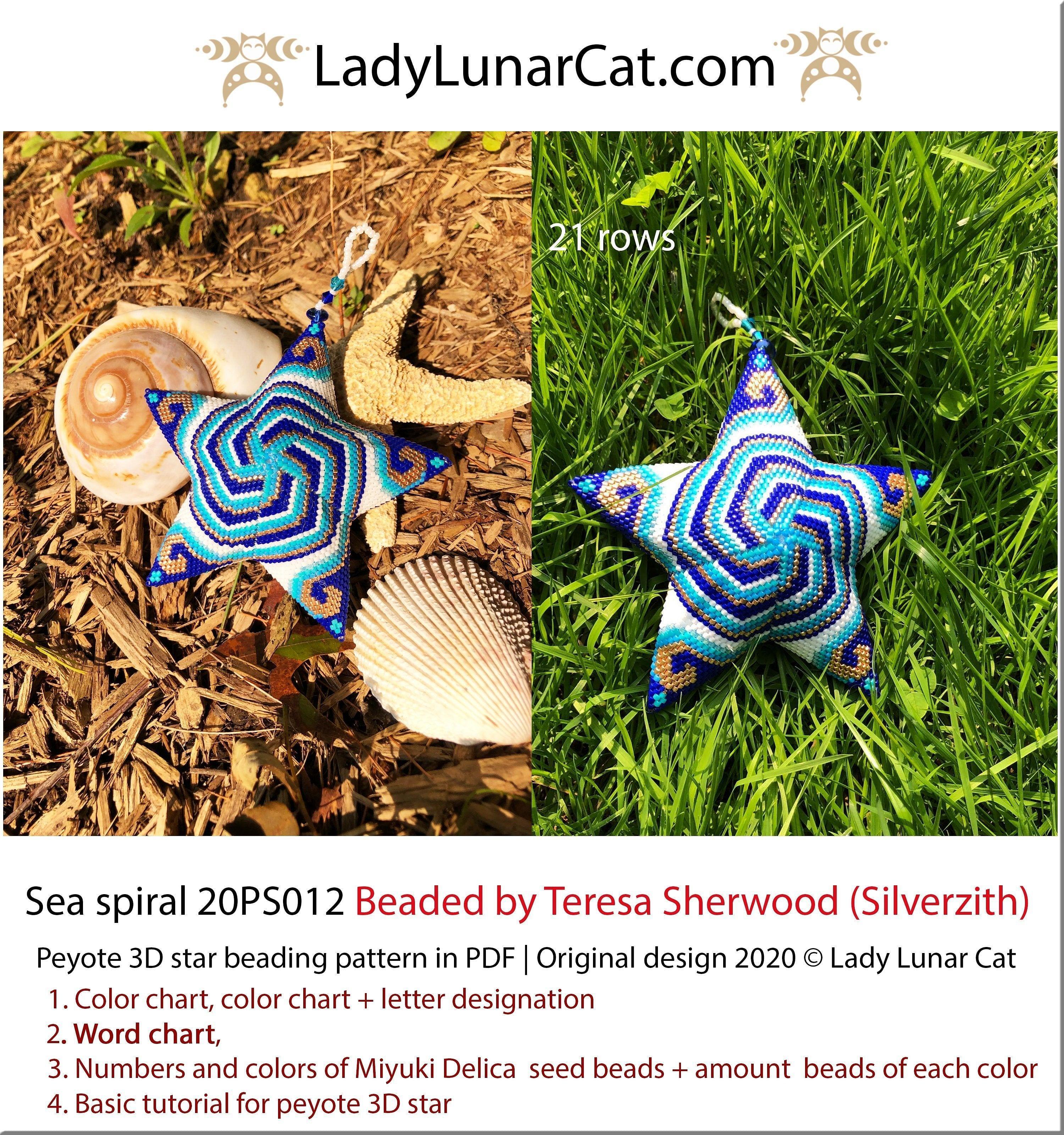 Sea spiral peyote star pattern PDF by Lady Lunar Cat — ocean sky 20PS012