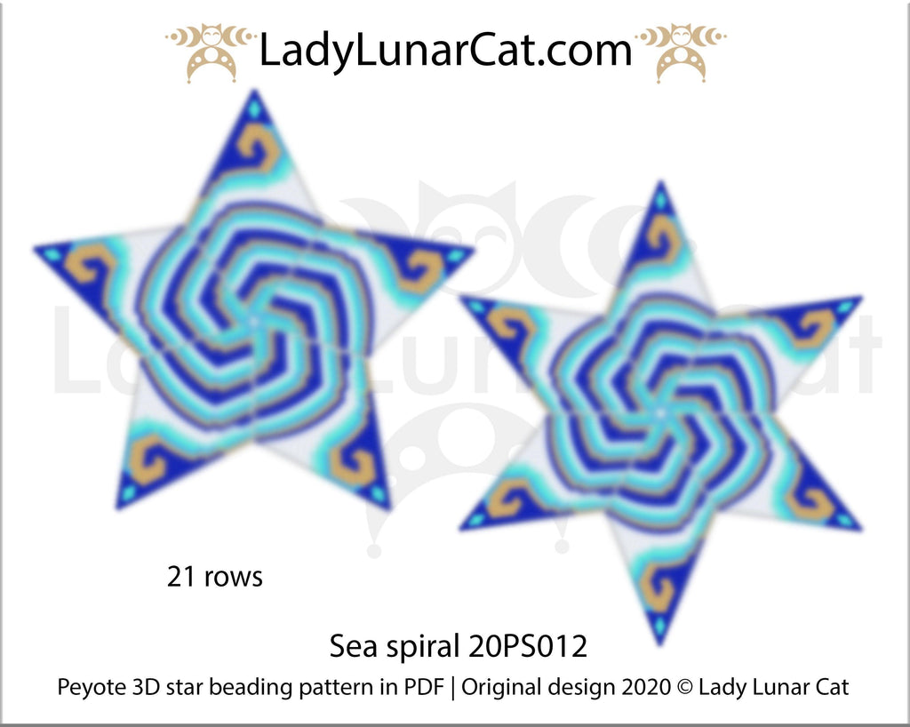 3d peyote star patterns for beading Sea spiral 20PS012 LadyLunarCat