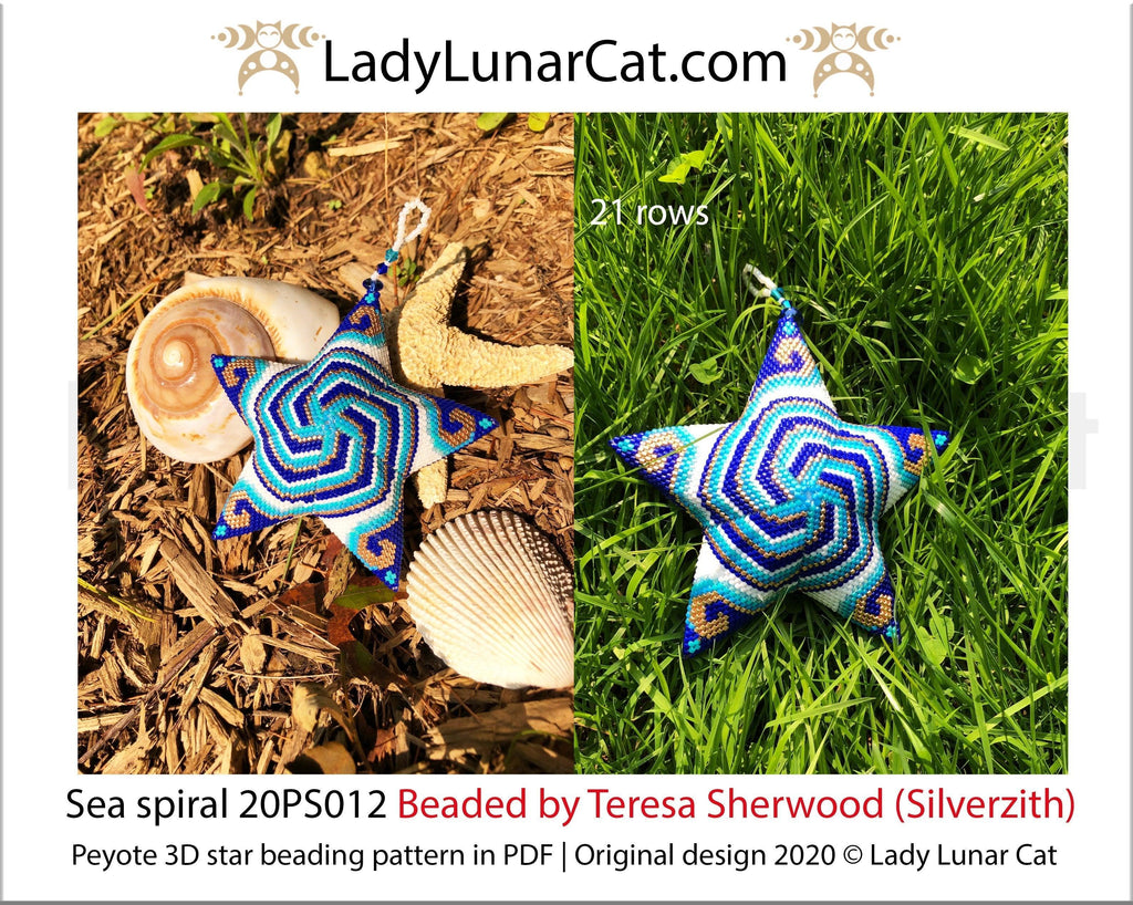 3d peyote star patterns for beading Sea spiral 20PS012 LadyLunarCat